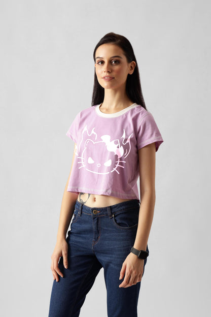 Starton Apparel 100% Cotton Round-Neck Crop Top Graphic Print || Tops for Women || Tops for Women Crop Tops for Women