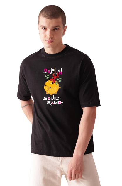 Starton Apparel 100% Cotton Drop Shoulder Baggy Oversized T-Shirt for Men, Squid Series Graphic Print