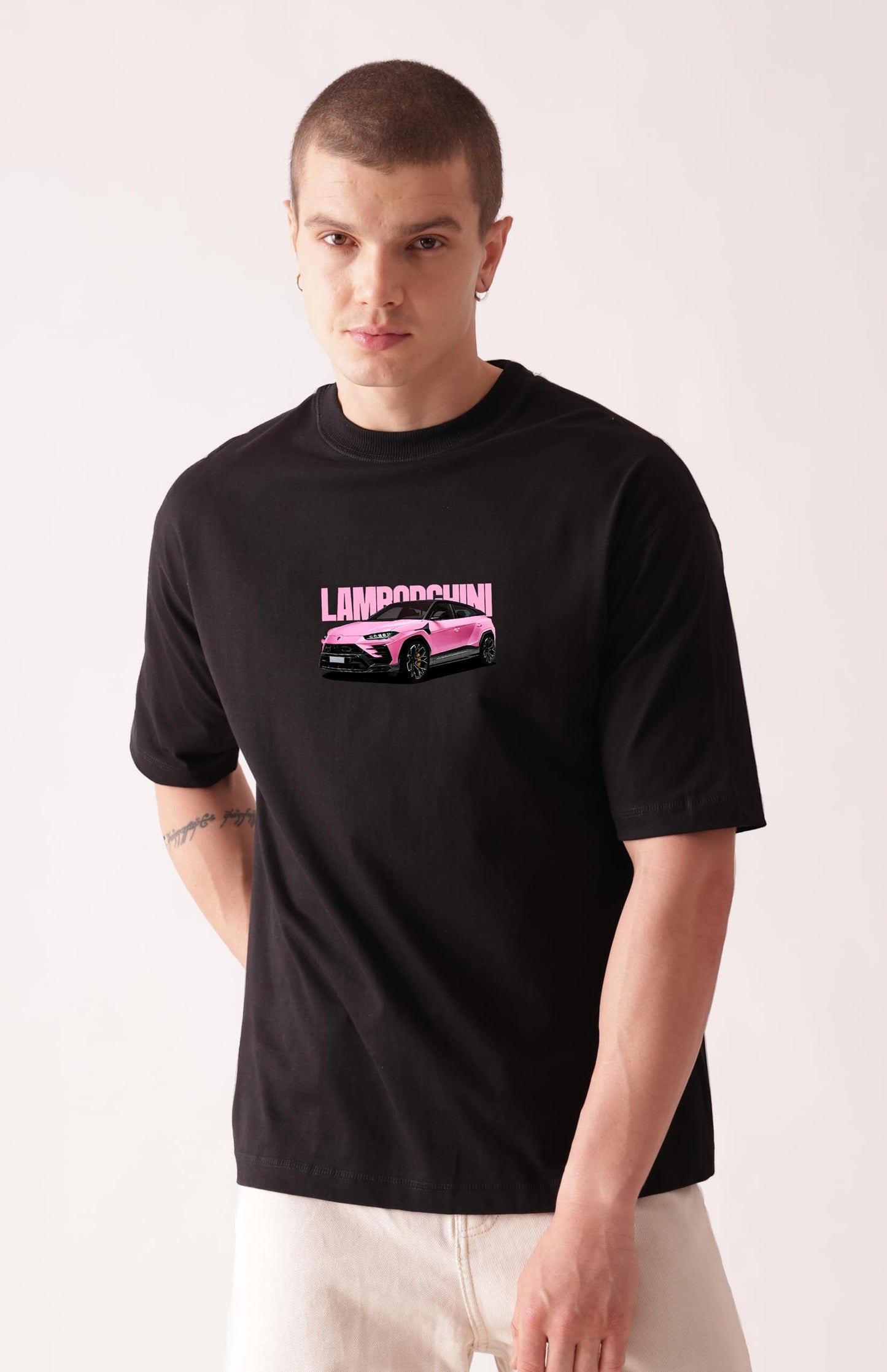 Starton Apparel Premium 100% Cotton Drop Shoulder Unisex Tshirt Car 2 Graphic Front and Back Printed Oversized T-Shirt for Men and Women