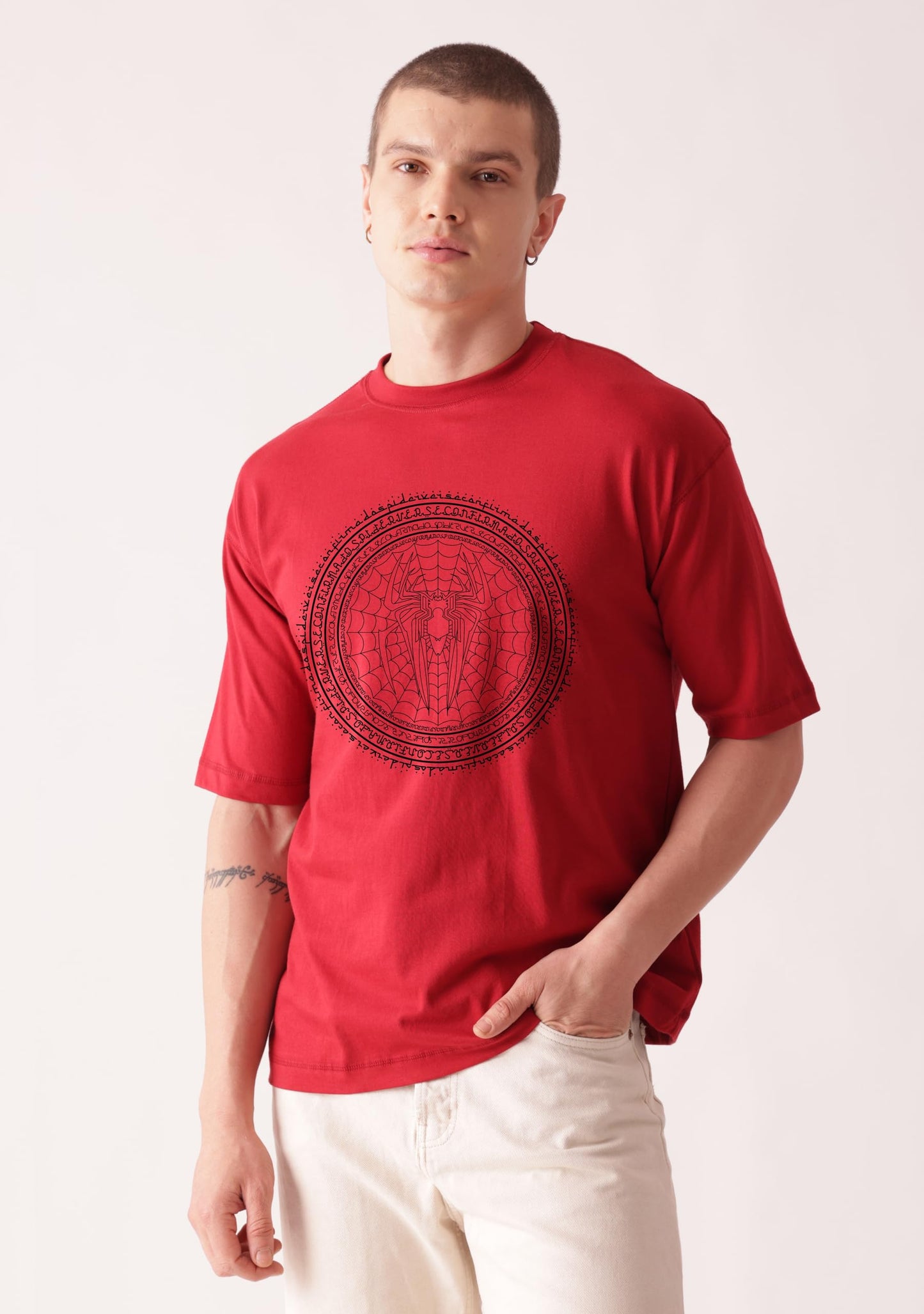 Starton Apparel Unisex 100% Cotton Superhero Graphic Printed Drop Shoulder Oversized Fit T-Shirt for Men and Women