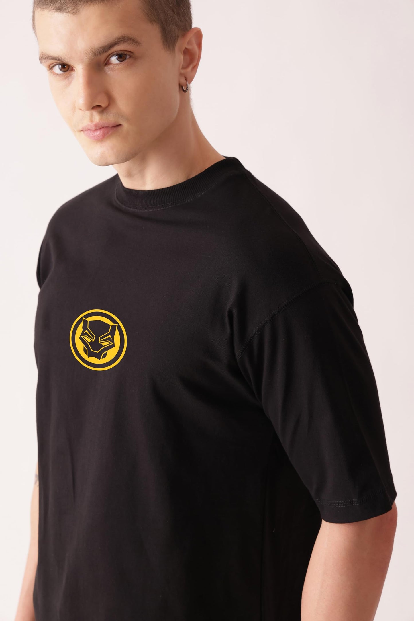 Starton Apparel 100% Cotton Oversized Drop Shoulder T-Shirt for Men Black Panther Avengers Ironman Superhero Graphic Print T-Shirt