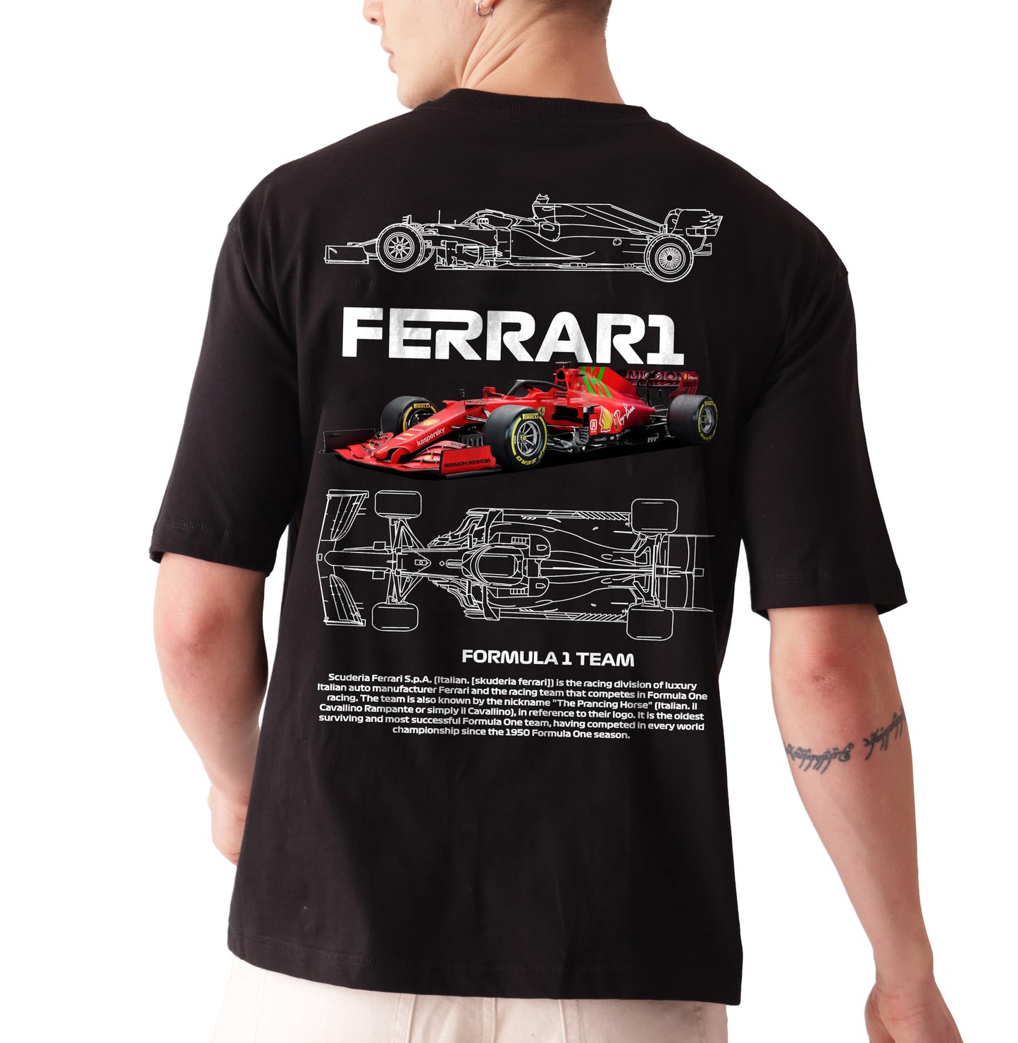 Starton Apparel Unisex Cotton T-Shirt from ula 1 Supercar Graphic Print Oversized Fit