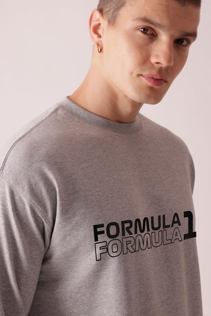 Starton Apparel Premium Oversized Sweatshirt for Men, 100% Cotton Terry 320GSM, F1 Formula1 Graphic Print, Drop Shoulder