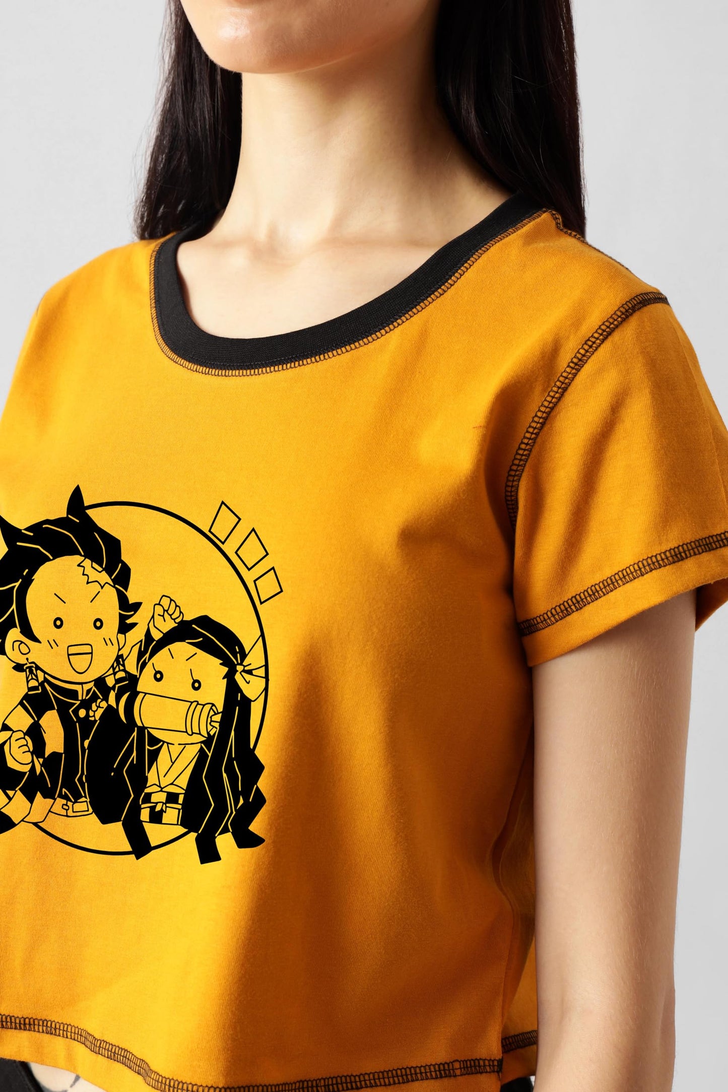Starton Apparel 100% Cotton Anime Demon Slayer Tanjiro Nezuko Crop Top for Women
