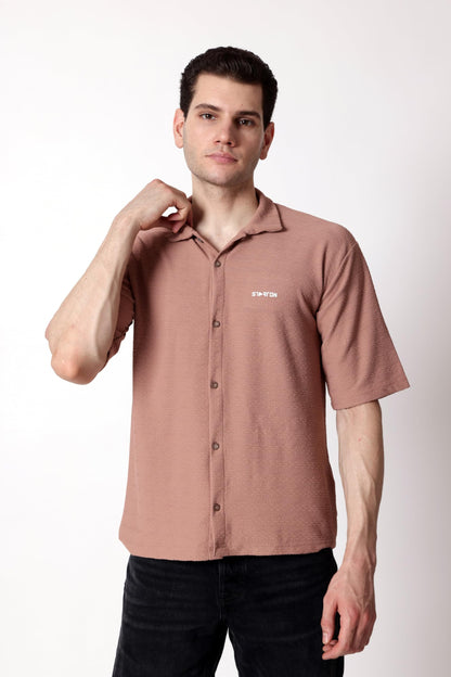 Starton Apparel Men's Textured Casual Shirts, Half Sleeve, Plain, Stylish, Fancy