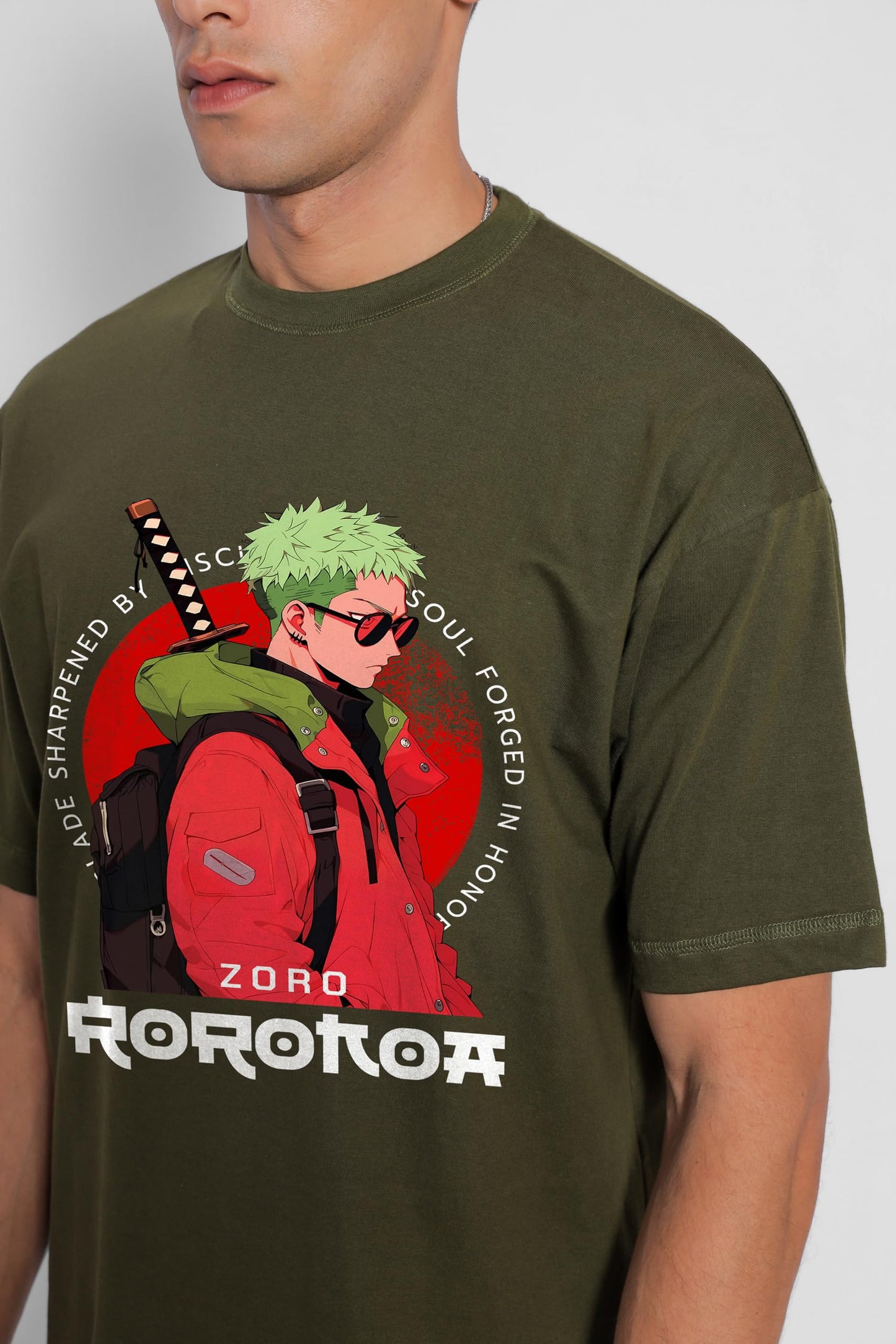 Starton Apparel Cotton T-Shirt Anime 1Piece and Fire Force Monkey D. Luffy Roronoa Zoro Graphic Oversized T Shirt for Men and Women Drop Shoulder Loose Baggy Fit Unisex