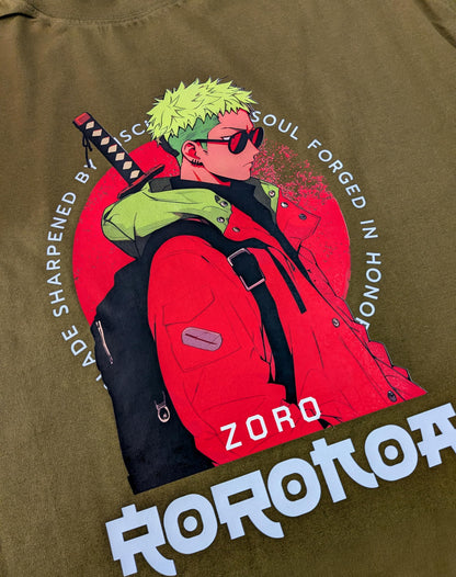 Starton Apparel Cotton T-Shirt Anime 1Piece and Fire Force Monkey D. Luffy Roronoa Zoro Graphic Oversized T Shirt for Men and Women Drop Shoulder Loose Baggy Fit Unisex