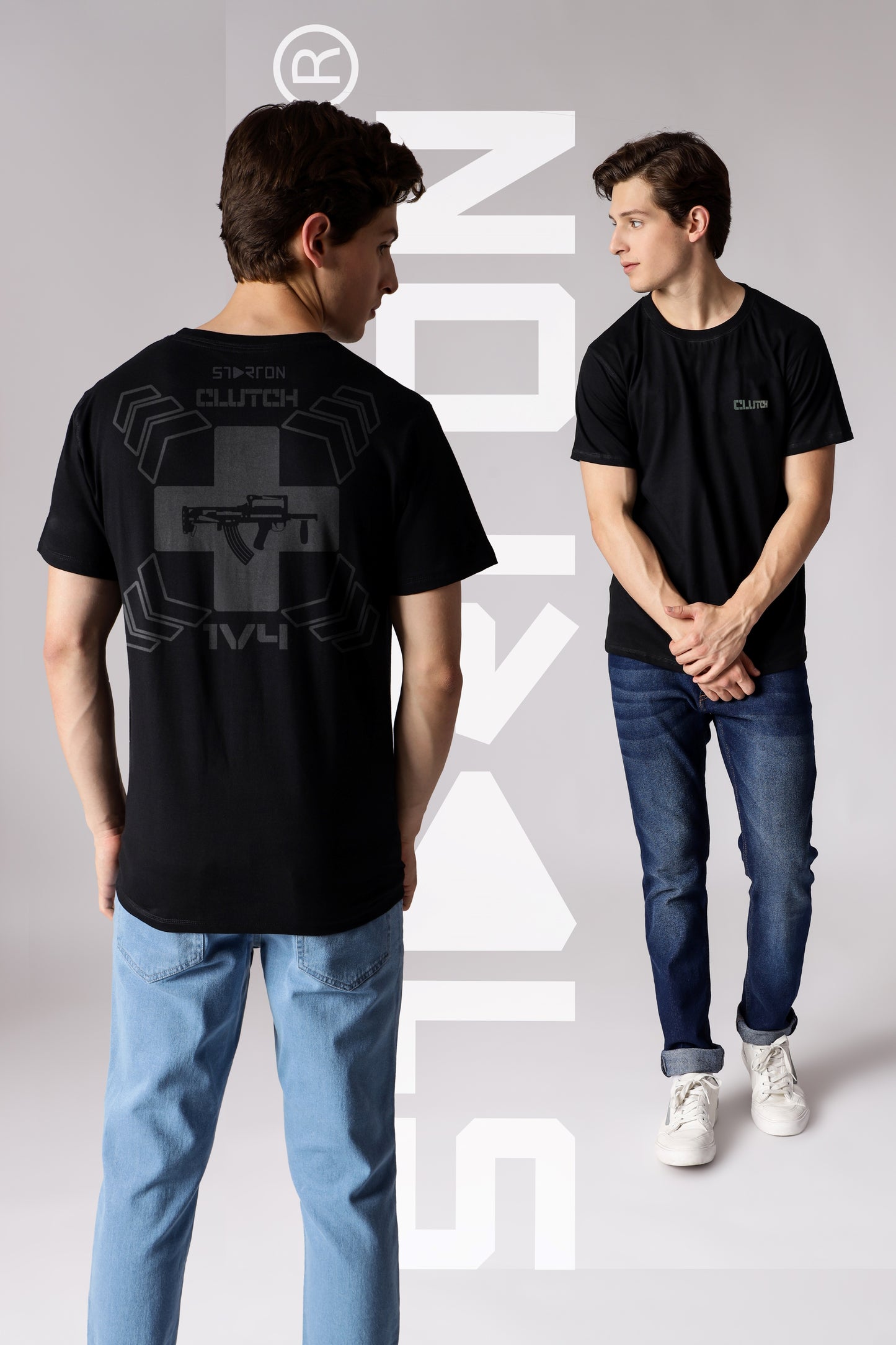 Starton Apparel Men's Round Neck Pre Combed Cotton Back Printed Graphic Clutch T Shirt (STM-024)