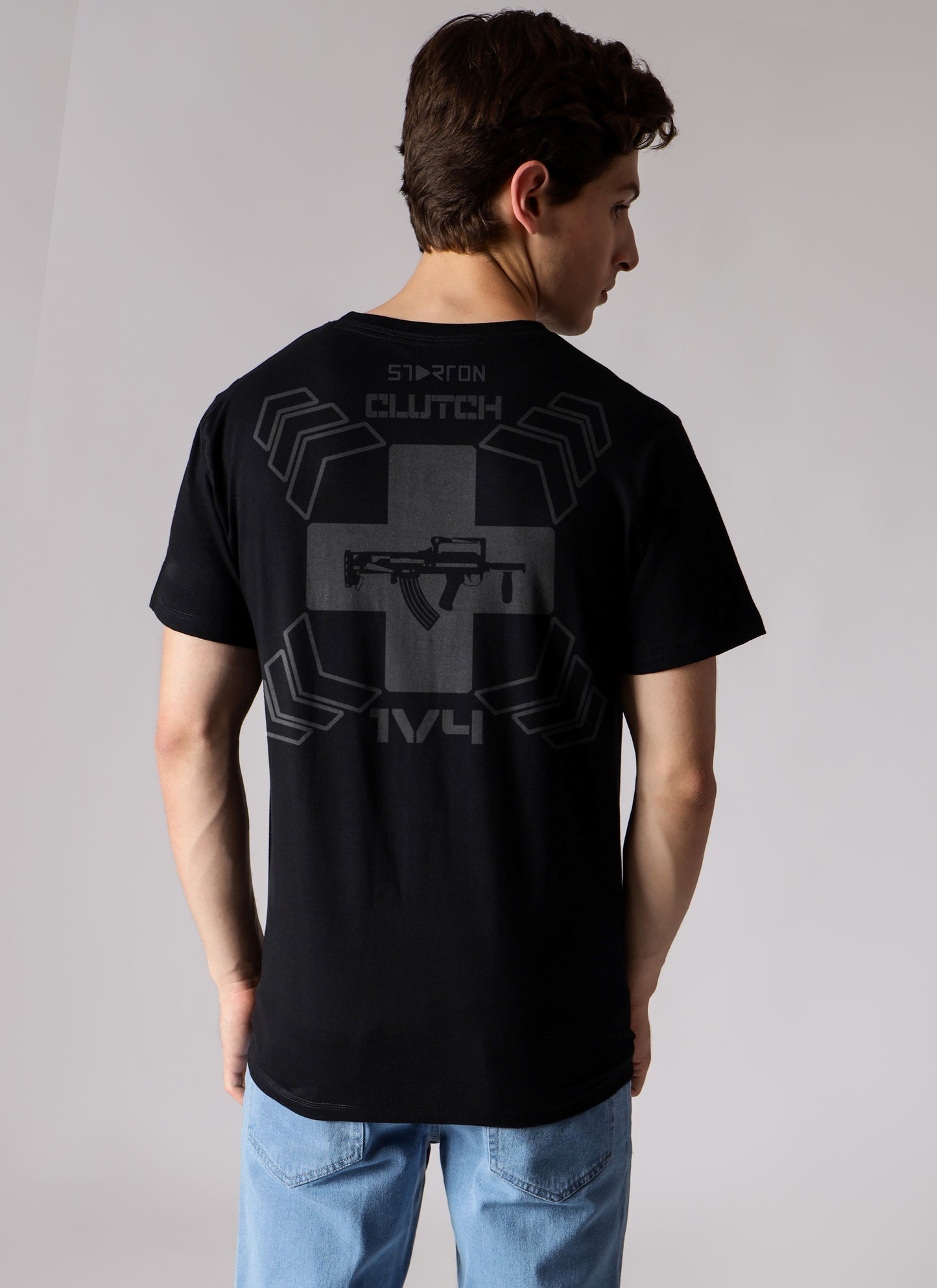 Starton Apparel Men's Round Neck Pre Combed Cotton Back Printed Graphic Clutch T Shirt (STM-024)