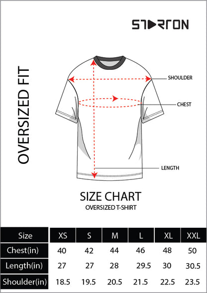 Starton Apparel Cotton Drop Shoulder Oversized T-Shirt Front Printed White