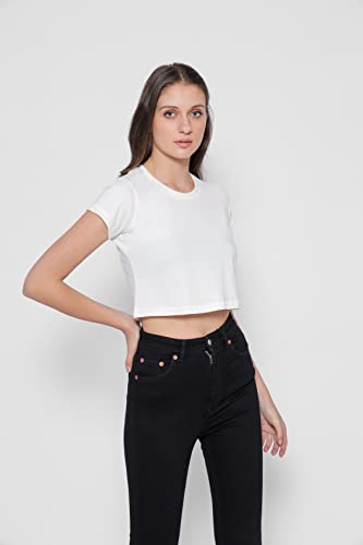 Starton Apparel Trendy Women's Round Neck 100% Pure pre Combed Cotton Coverstitched Crop Tops for Women (STW-001)