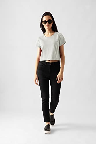 Starton Apparel Trendy Women's Round Neck 100% Pure pre Combed Cotton Coverstitched Crop Tops for Women (STW-001)