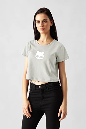 Starton Apparel Trendy Women's Round Neck 100% Pure pre Combed Cotton Stylish Western Crop Tops for Women Panda Print (STW-002)