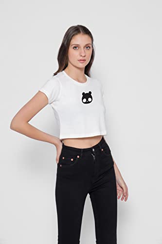 Starton Apparel Trendy Women's Round Neck 100% Pure pre Combed Cotton Stylish Western Crop Tops for Women Panda Print (STW-002)