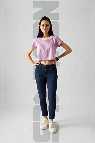 Starton Apparel Trendy Women's Round Neck 100% Pure pre Combed Cotton Coverstitched Crop Tops for Women (STW-001)