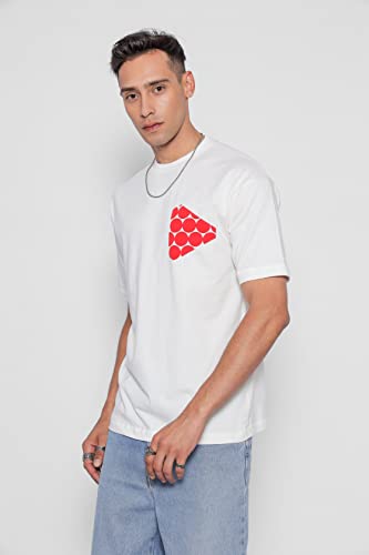 Starton Apparel Trendy Men's Round Neck 100% Pure Pre Combed Cotton Silicone and biowashed Oversize Loose Fit Drop Shoulder Half Sleeve 3D Puff Print T-Shirt for Men (STM-032)