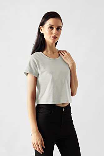 Starton Apparel Trendy Women's Round Neck 100% Pure pre Combed Cotton Coverstitched Crop Tops for Women (STW-001)