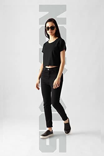 Starton Apparel Trendy Women's Round Neck 100% Pure pre Combed Cotton Coverstitched Crop Tops for Women (STW-001)