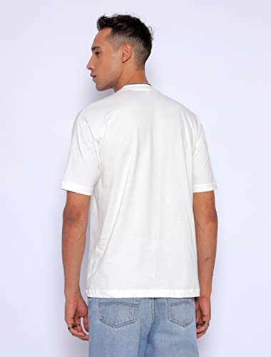 Starton Apparel Trendy Men's Round Neck 100% Pure Pre Combed Cotton Silicone and biowashed Oversize Loose Fit Drop Shoulder Half Sleeve 3D Puff Print T-Shirt for Men (STM-032)