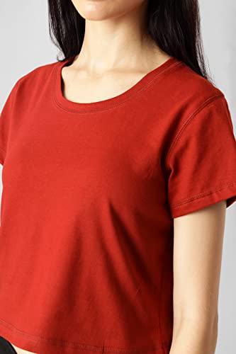 Starton Apparel Trendy Women's Round Neck 100% Pure pre Combed Cotton Coverstitched Crop Tops for Women (STW-001)