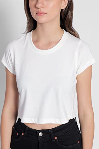 Starton Apparel Trendy Women's Round Neck 100% Pure pre Combed Cotton Coverstitched Crop Tops for Women (STW-001)