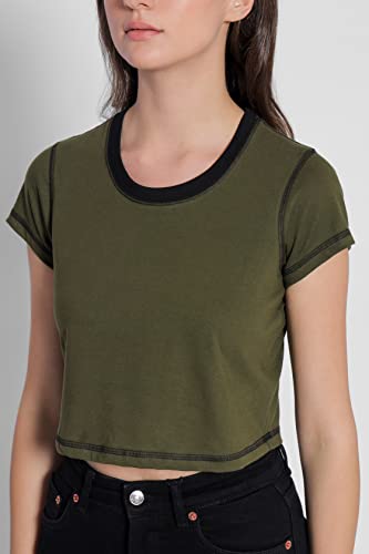 Starton Apparel Trendy Women's Round Neck 100% Pure pre Combed Cotton Coverstitched Crop Tops for Women (STW-001)