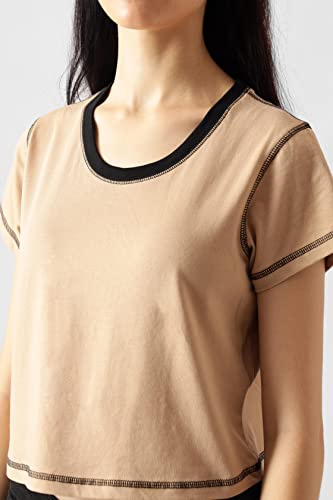 Starton Apparel Trendy Women's Round Neck 100% Pure pre Combed Cotton Coverstitched Crop Tops for Women (STW-001)