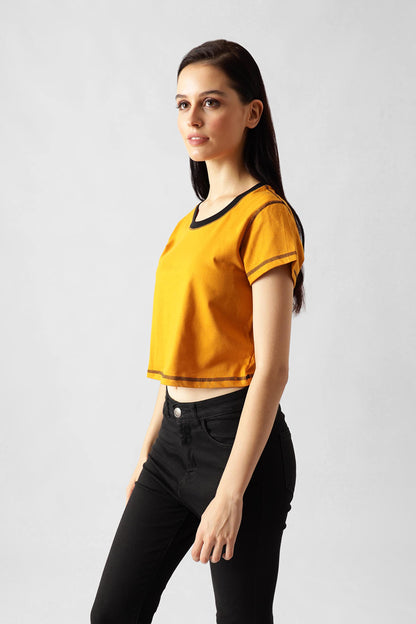 Starton Apparel Trendy Women's Round Neck 100% Pure pre Combed Cotton Coverstitched Crop Tops for Women (STW-001)