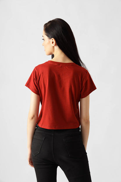 Starton Apparel Trendy Women's Round Neck 100% Pure pre Combed Cotton Coverstitched Crop Tops for Women (STW-001)