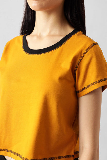 Starton Apparel Trendy Women's Round Neck 100% Pure pre Combed Cotton Coverstitched Crop Tops for Women (STW-001)